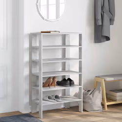vidaXL Shoe Rack Old Wood 61x32x105 cm Engineered Wood shoe storage shoe shelf - concrete grey, 105 cm - Additional view 2