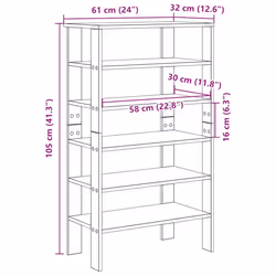 vidaXL Shoe Rack Old Wood 61x32x105 cm Engineered Wood shoe storage shoe shelf - concrete grey, 105 cm - Additional view 3
