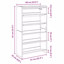 vidaXL Shoe Rack Shoe Cabinet Shoe Storage Shelf Hall Cupboard Engineered Wood - brown oak, 100 cm/ 60 cm
