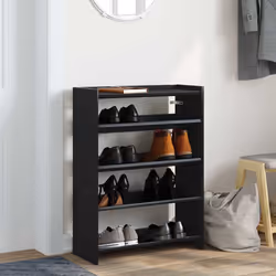 vidaXL Shoe Rack Shoe Cabinet Shoe Storage Shelf Hall Cupboard Engineered Wood - black, 81 cm/ 60 cm - Additional view 4