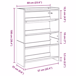 vidaXL Shoe Rack Shoe Cabinet Shoe Storage Shelf Hall Cupboard Engineered Wood - sonoma oak, 81 cm/ 60 cm - Additional view 2
