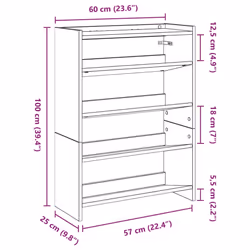 vidaXL Shoe Rack Shoe Cabinet Shoe Storage Shelf Hall Cupboard Engineered Wood - smoked oak, 81 cm/ 60 cm - Additional view 2