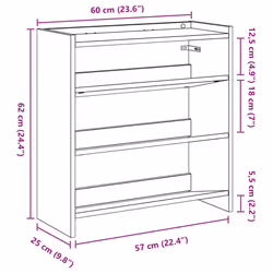 vidaXL Shoe Rack Shoe Cabinet Shoe Storage Shelf Hall Cupboard Engineered Wood - concrete grey, 62 cm/ 60 cm - Additional view 3