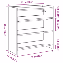 vidaXL Shoe Rack Shoe Cabinet Shoe Storage Shelf Hall Cupboard Engineered Wood - smoked oak, 62 cm/ 60 cm - Additional view 8