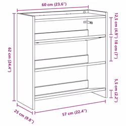 vidaXL Shoe Rack Shoe Cabinet Shoe Storage Shelf Hall Cupboard Engineered Wood - grey sonoma, 62 cm/ 60 cm - Additional view 3