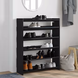 vidaXL Shoe Rack Shoe Cabinet Shoe Storage Shelf Hall Cupboard Engineered Wood - black, 100 cm/ 80 cm - Additional view 2