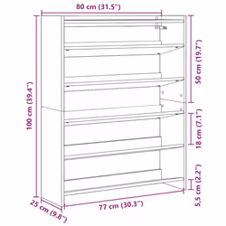 vidaXL Shoe Rack Shoe Cabinet Shoe Storage Shelf Hall Cupboard Engineered Wood - black, 100 cm/ 80 cm - Additional view 3