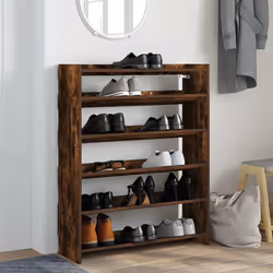 vidaXL Shoe Rack Shoe Cabinet Shoe Storage Shelf Hall Cupboard Engineered Wood - smoked oak, 100 cm/ 80 cm - Additional view 2