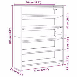 vidaXL Shoe Rack Shoe Cabinet Shoe Storage Shelf Hall Cupboard Engineered Wood - grey sonoma, 100 cm/ 80 cm - Additional view 3