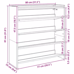 vidaXL Shoe Rack Shoe Cabinet Shoe Storage Shelf Hall Cupboard Engineered Wood - black, 81 cm/ 80 cm - Additional view 8