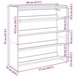vidaXL Shoe Rack Shoe Cabinet Shoe Storage Shelf Hall Cupboard Engineered Wood - concrete grey, 81 cm/ 80 cm - Additional view 8
