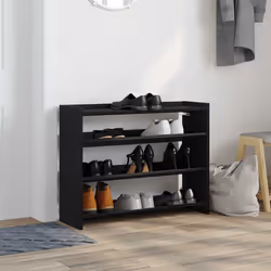 vidaXL Shoe Rack Black 80x25x62 cm Engineered Wood shoe storage shoe shelf - Additional view 2