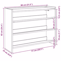 vidaXL Shoe Rack Black 80x25x62 cm Engineered Wood shoe storage shoe shelf - Additional view 3