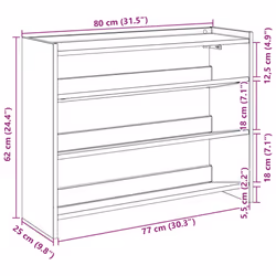 vidaXL Shoe Rack Shoe Cabinet Shoe Storage Shelf Hall Cupboard Engineered Wood - concrete grey, 62 cm/ 80 cm - Additional view 8