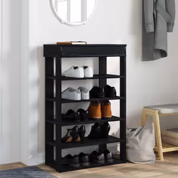vidaXL Shoe Rack Shoe Cabinet Holder Hall Shoe Storage Shelf Engineered Wood - black, 60 cm
