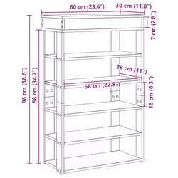 vidaXL Shoe Rack Shoe Cabinet Holder Hall Shoe Storage Shelf Engineered Wood - black, 60 cm - Additional view 8