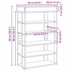 vidaXL Shoe Rack Shoe Cabinet Holder Hall Shoe Storage Shelf Engineered Wood - concrete grey, 60 cm - Additional view 8