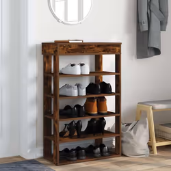 vidaXL Shoe Rack Shoe Cabinet Holder Hall Shoe Storage Shelf Engineered Wood - smoked oak, 60 cm - Additional view 2