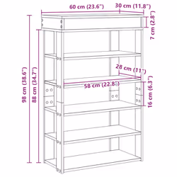 vidaXL Shoe Rack Shoe Cabinet Holder Hall Shoe Storage Shelf Engineered Wood - smoked oak, 60 cm - Additional view 3