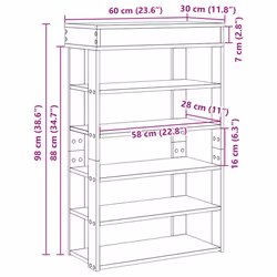 vidaXL Shoe Rack Shoe Cabinet Holder Hall Shoe Storage Shelf Engineered Wood - grey sonoma, 60 cm - Additional view 3