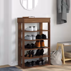 vidaXL Shoe Rack Shoe Cabinet Holder Hall Shoe Storage Shelf Engineered Wood - brown oak, 60 cm