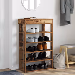 vidaXL Shoe Rack Shoe Cabinet Holder Hall Shoe Storage Shelf Engineered Wood - old wood, 60 cm - Additional view 2