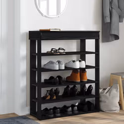 vidaXL Shoe Rack Shoe Cabinet Holder Hall Shoe Storage Shelf Engineered Wood - black, 80 cm