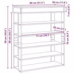 vidaXL Shoe Rack Shoe Cabinet Holder Hall Shoe Storage Shelf Engineered Wood - sonoma oak, 80 cm