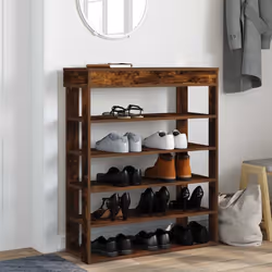 vidaXL Shoe Rack Shoe Cabinet Holder Hall Shoe Storage Shelf Engineered Wood - smoked oak, 80 cm