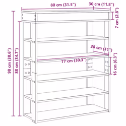 vidaXL Shoe Rack Shoe Cabinet Holder Hall Shoe Storage Shelf Engineered Wood - grey sonoma, 80 cm - Additional view 8