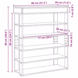 vidaXL Shoe Rack Shoe Cabinet Holder Hall Shoe Storage Shelf Engineered Wood - old wood, 80 cm