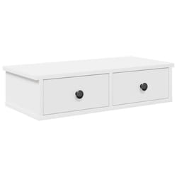 vidaXL Wall Shelf with Drawers White 60x25x15 cm Engineered Wood - white, 60 x 25 x 15 cm