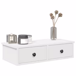 vidaXL Wall Shelf with Drawers White 60x25x15 cm Engineered Wood - white, 60 x 25 x 15 cm