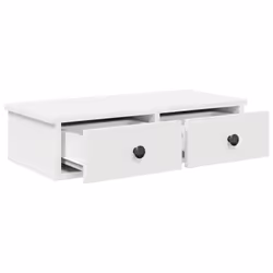 vidaXL Wall Shelf with Drawers White 60x25x15 cm Engineered Wood - white, 60 x 25 x 15 cm - Additional view 6