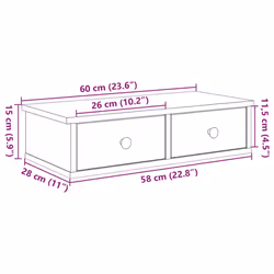 vidaXL Wall Shelf with Drawers White 60x25x15 cm Engineered Wood - grey sonoma, 60 x 25 x 15 cm - Additional view 10