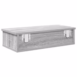 vidaXL Wall Shelf with Drawers White 60x25x15 cm Engineered Wood - grey sonoma, 60 x 25 x 15 cm - Additional view 5