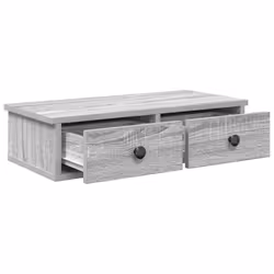 vidaXL Wall Shelf with Drawers White 60x25x15 cm Engineered Wood - grey sonoma, 60 x 25 x 15 cm - Additional view 6