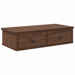 vidaXL Wall Shelf with Drawers White 60x25x15 cm Engineered Wood - brown oak, 60 x 25 x 15 cm