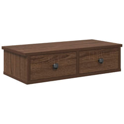 vidaXL Wall Shelf with Drawers White 60x25x15 cm Engineered Wood - brown oak, 60 x 25 x 15 cm