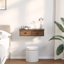 vidaXL Wall Shelf with Drawers White 60x25x15 cm Engineered Wood - brown oak, 60 x 25 x 15 cm