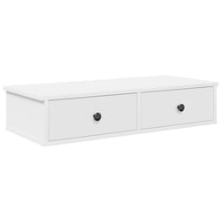 vidaXL Wall Shelf with Drawers White 60x25x15 cm Engineered Wood - white, 80 x 31 x 17 cm