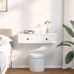 vidaXL Wall Shelf with Drawers White 60x25x15 cm Engineered Wood - white, 80 x 31 x 17 cm
