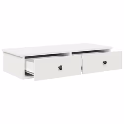 vidaXL Wall Shelf with Drawers White 60x25x15 cm Engineered Wood - white, 80 x 31 x 17 cm - Additional view 6