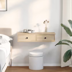 vidaXL Wall Shelf with Drawers White 60x25x15 cm Engineered Wood - sonoma oak, 80 x 31 x 17 cm