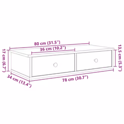 vidaXL Wall Shelf with Drawers White 60x25x15 cm Engineered Wood - sonoma oak, 80 x 31 x 17 cm