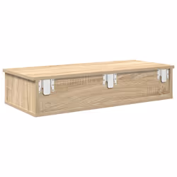 vidaXL Wall Shelf with Drawers White 60x25x15 cm Engineered Wood - sonoma oak, 80 x 31 x 17 cm - Additional view 5