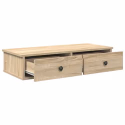 vidaXL Wall Shelf with Drawers White 60x25x15 cm Engineered Wood - sonoma oak, 80 x 31 x 17 cm - Additional view 6