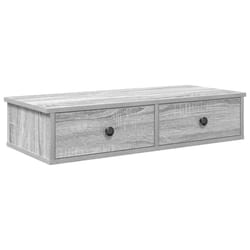 vidaXL Wall Shelf with Drawers White 60x25x15 cm Engineered Wood - grey sonoma, 80 x 31 x 17 cm