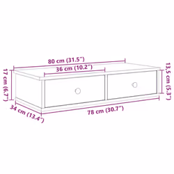 vidaXL Wall Shelf with Drawers White 60x25x15 cm Engineered Wood - grey sonoma, 80 x 31 x 17 cm