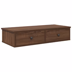 vidaXL Wall Shelf with Drawers White 60x25x15 cm Engineered Wood - brown oak, 80 x 31 x 17 cm